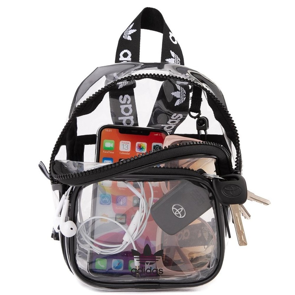 Adidas Transparent Mini Trefoil Backpack Black - Picture 11 of 16